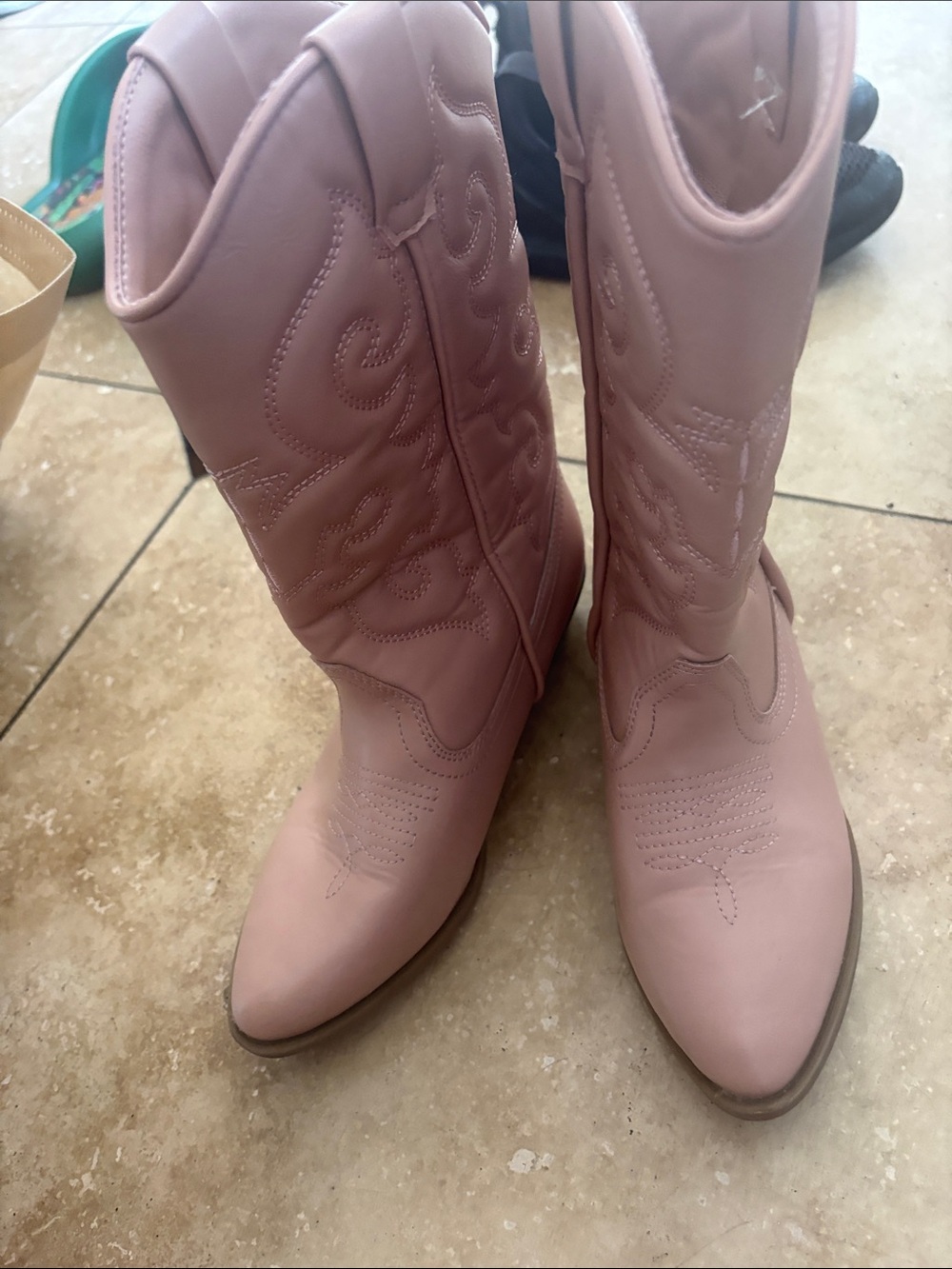 Tucker + Tate Blush Pink Western Lace-Up Cowboy Boots - Picture 2 of 5
